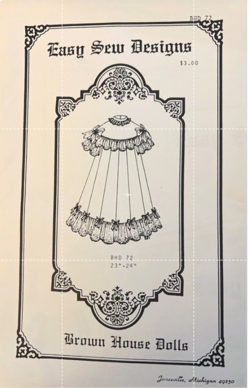 VTG Brown House Easy Sew Antique Nightgown Dress Pattern 23”-24” Doll BHD72 UC